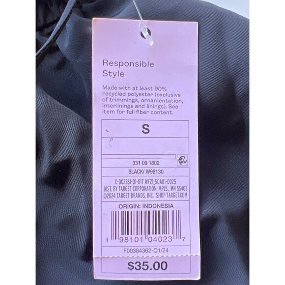 Wild Fable Black Mini Baby Doll Dress Women’s Size S Adjustable Straps Bow Back - Picture 4 of 6